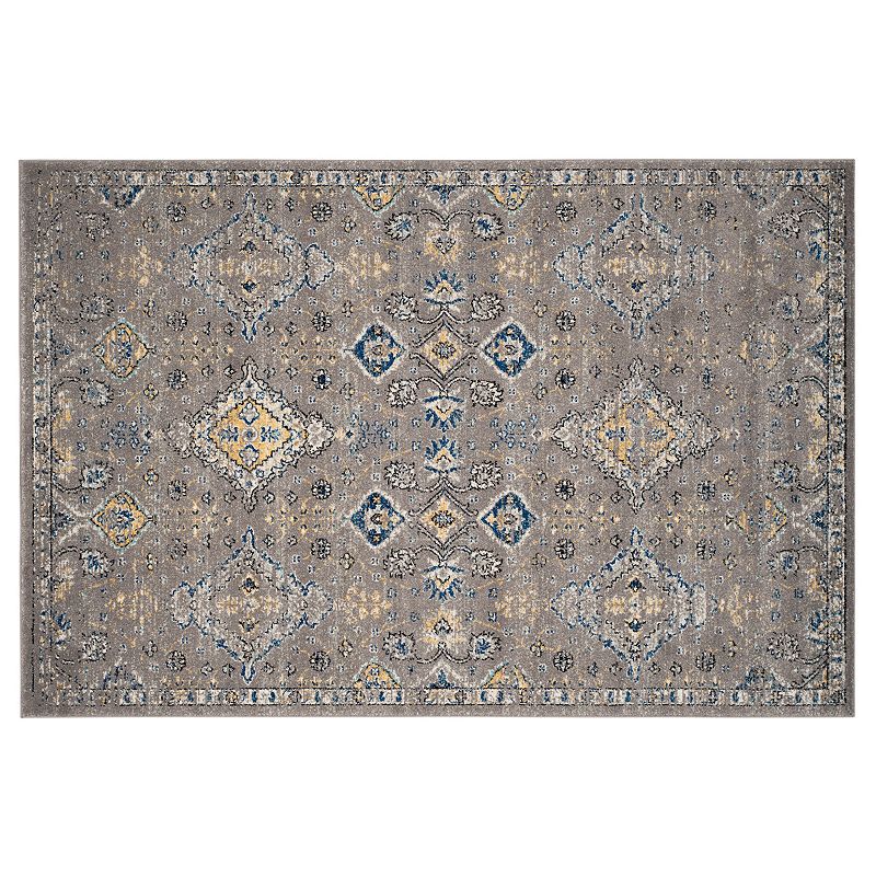 Safavieh Evoke Alie Framed Floral Rug, Dark Grey, 6.5X9 Ft