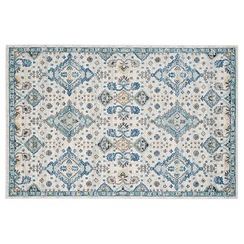 Safavieh Evoke Alie Framed Floral Rug, White, 6.5X9 Ft