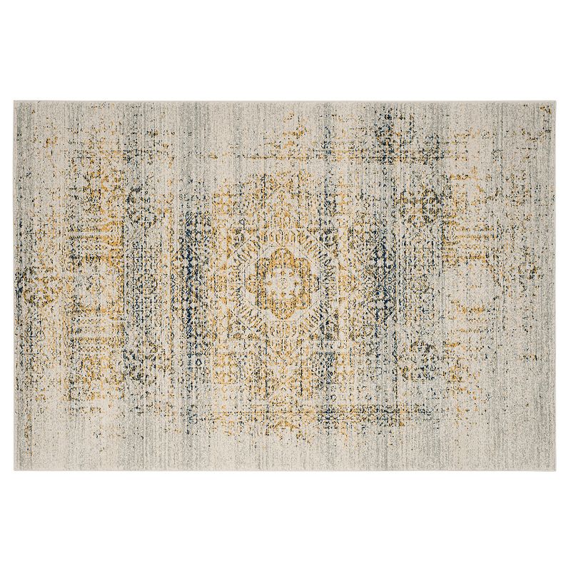 Safavieh Evoke Jesse Distressed Framed Floral Rug, White, 5X7.5 Ft