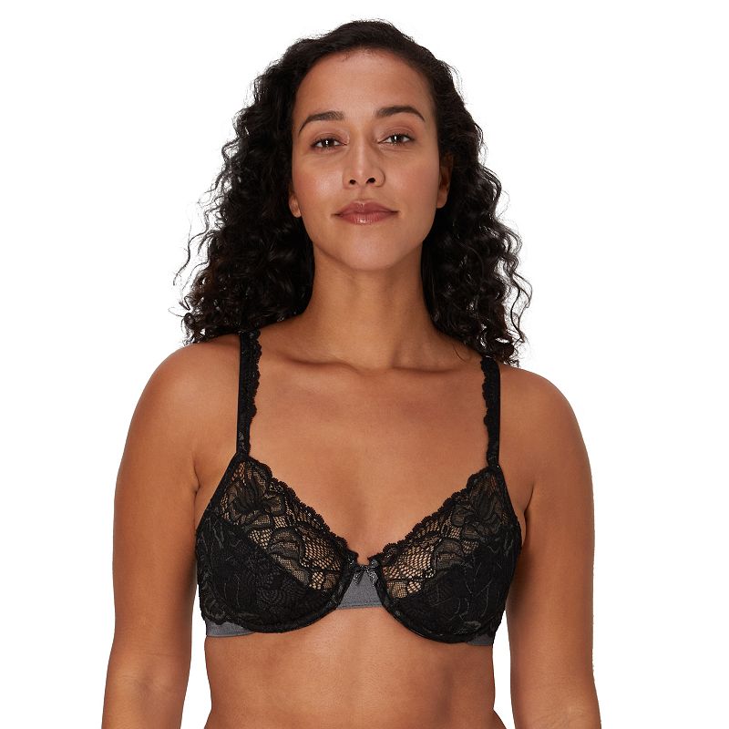 Bali Lace Desire Full-Figure Underwire Bra DF6543, Women's, Size: 38 D, Black