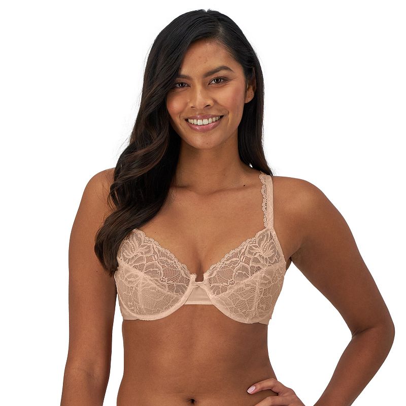 Bali Lace Desire Full-Figure Underwire Bra DF6543, Women's, Size: 38 D, Evening Blush