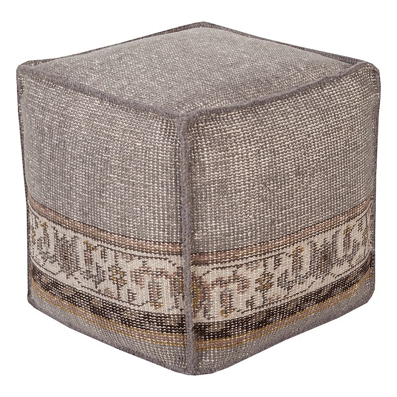 Decor 140 Jasindo Wool Pouf, Grey, 18X18