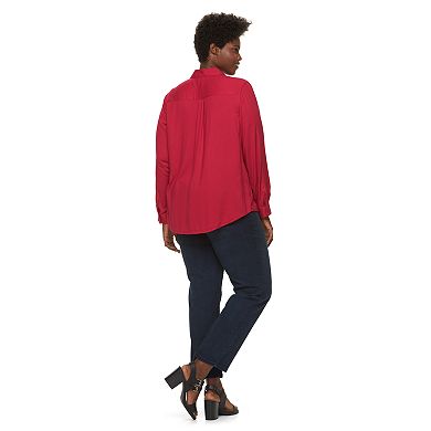 Plus Size Croft & Barrow® Crepe Button-Down Shirt