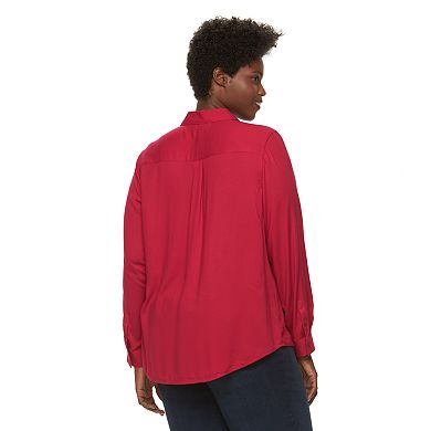 Plus Size Croft & Barrow® Crepe Button-Down Shirt