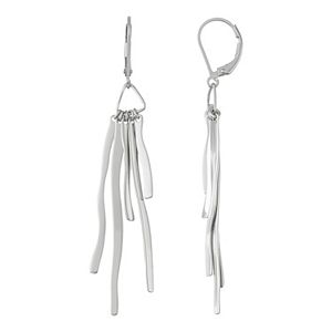 Sterling Silver Wavy Bar Drop Earrings