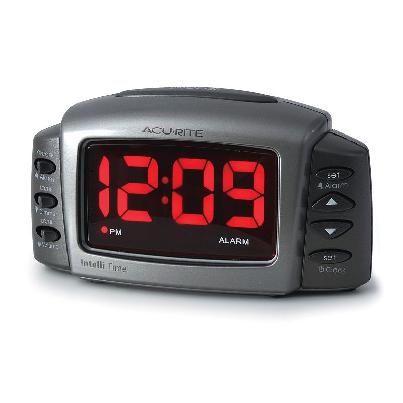 AcuRite Intelli-Time LED Digital Alarm Clock (13030A2), Multicolor