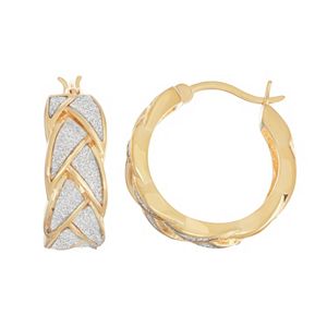 18k Gold Over Silver Glitter Braided Hoop Earrings