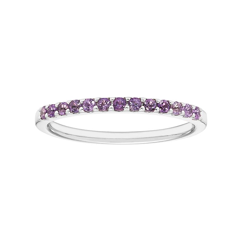 14k White Gold Amethyst Stackable Ring, Womens, Size: 5.50, Purple