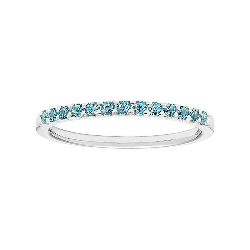 14k White Gold Blue Topaz Stackable Ring, Womens, Size: 5