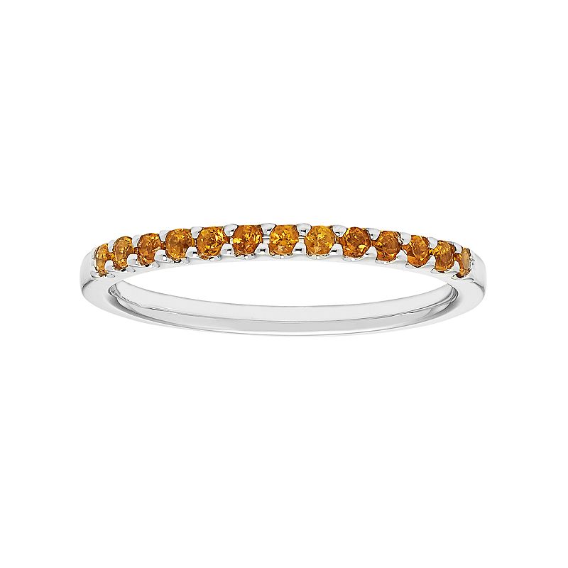 14k White Gold Citrine Stackable Ring, Womens, Size: 5, Orange