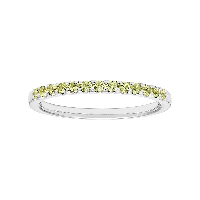 14k White Gold Peridot Stackable Ring, Womens, Size: 6, Green