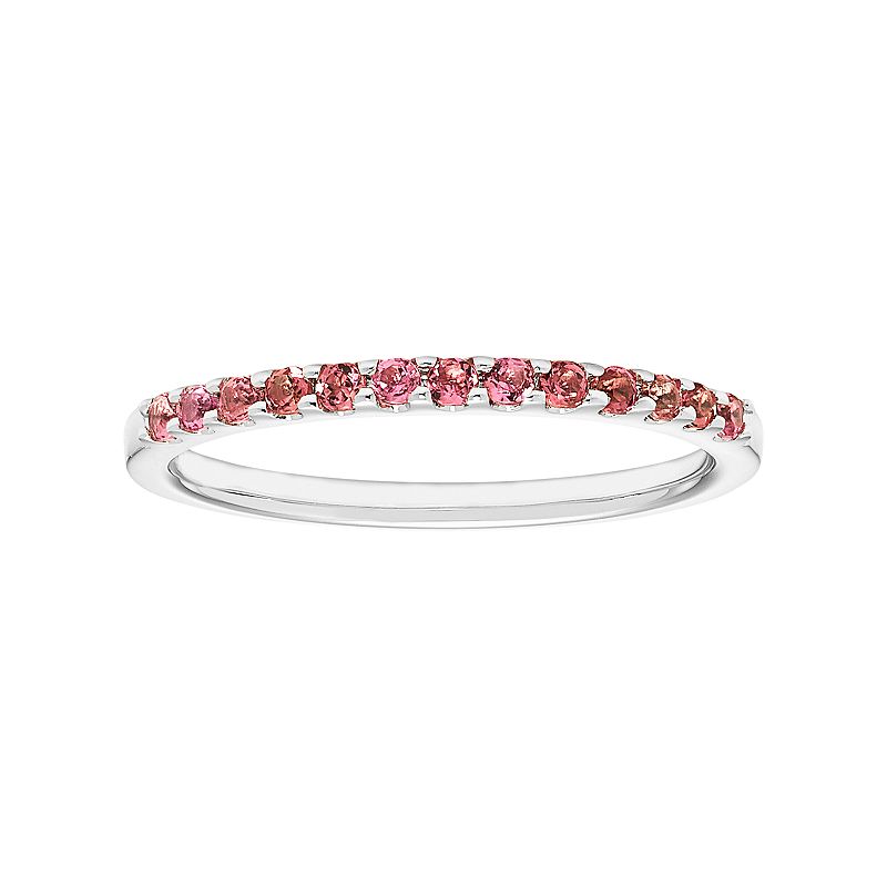 14k White Gold Pink Tourmaline Stackable Ring, Womens, Size: 7.50