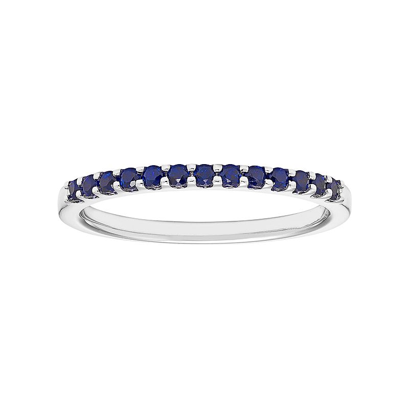 14k White Gold Sapphire Stackable Ring, Womens, Size: 5.50, Blue