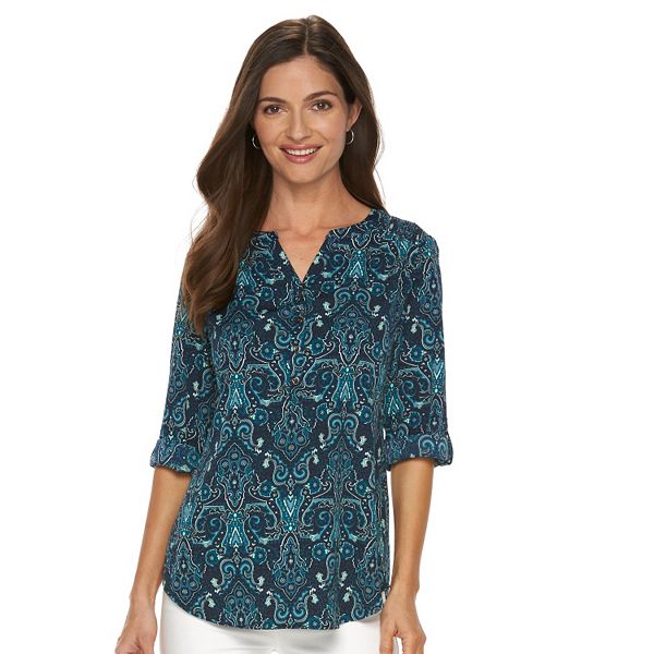 Women S Croft And Barrow® Smocked Popover Blouse