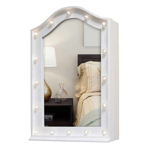 New View Marquee Mirror Tabletop Jewelry Armoire