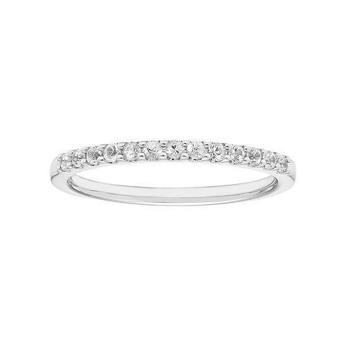 14k White Gold White Sapphire Stackable Ring