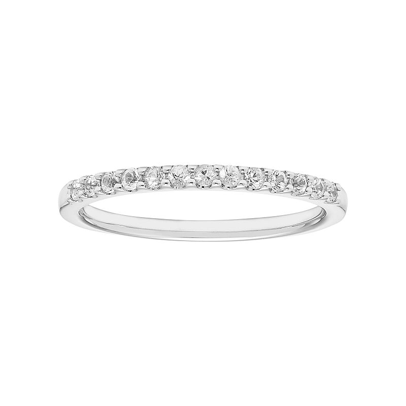 14k White Gold White Sapphire Stackable Ring, Womens, Size: 5