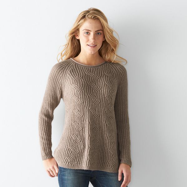 Petite Sonoma Goods For Life® Cable-Knit Swing Sweater