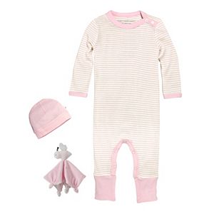 Baby Burt's Bees Baby Organic Striped Coverall & Hat Set