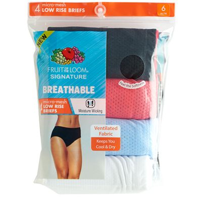 Women's Fruit of the Loom Signature 4-pack Breathable Micro Mesh Low Rise Briefs 4DBKLRB
