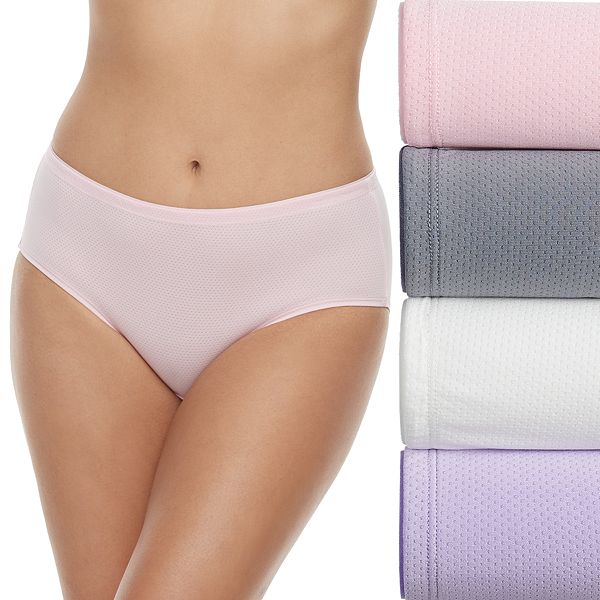 Women s Fruit of the Loom Signature 4 pack Breathable Micro Mesh Low Rise Briefs 4DBKLRB