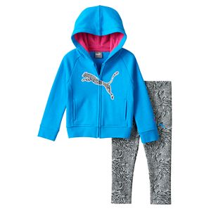 Toddler Girl PUMA Fleece-Lined Logo Hoodie & Zebra Leggings Set