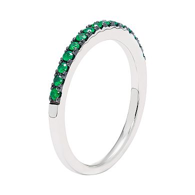 14k White Gold Emerald Stackable Ring