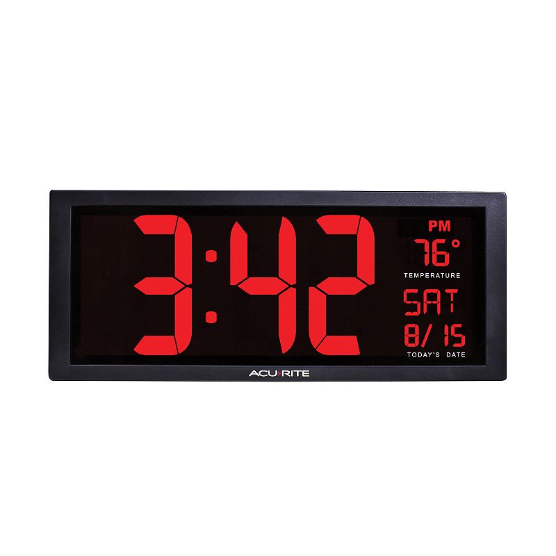 AcuRite Large LED Clock with Indoor Temperature (75127), Multicolor