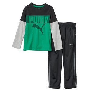Boys 4-7 PUMA Colorblocked Mock-Layer Tee & Pants Set
