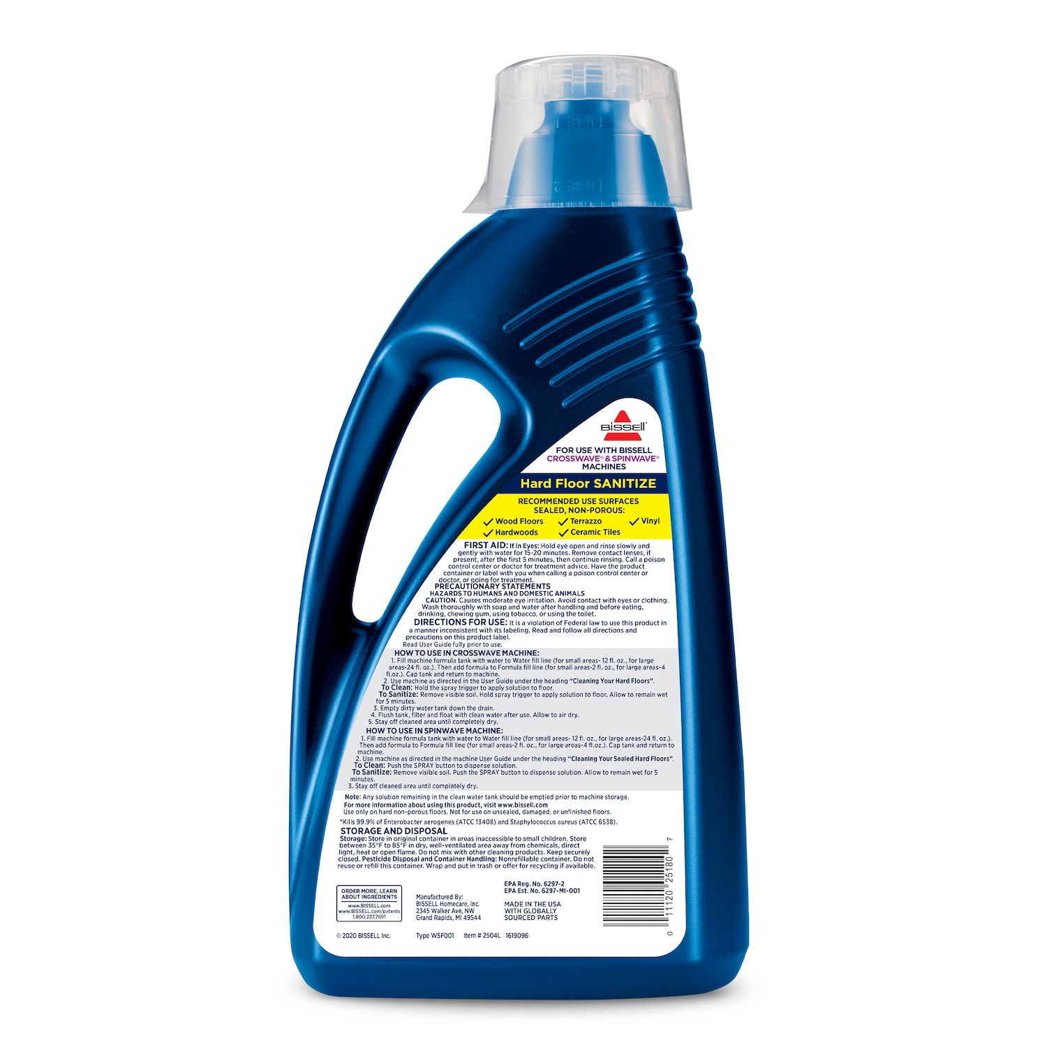 Bissell CrossWave & SpinWave Hard Floor Sanitize Formula
