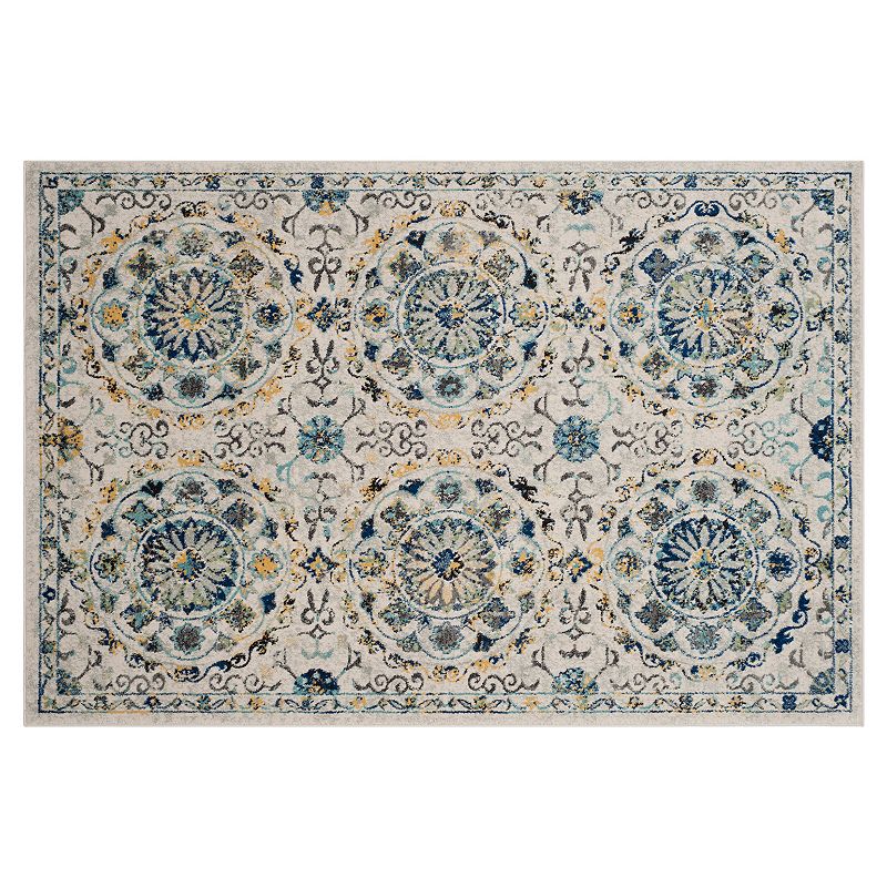 Safavieh Evoke Samantha Framed Medallion Rug, White, 8X10 Ft