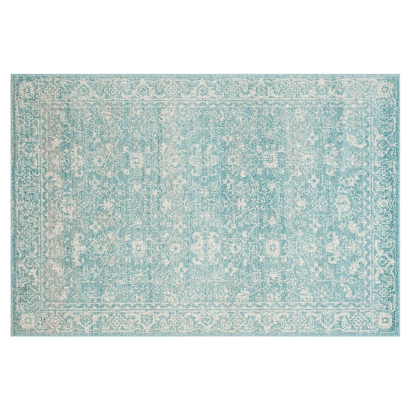 Safavieh Evoke Jenny Distressed Framed Floral Rug, Light Blue, 5X7.5 Ft