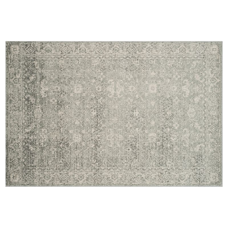 Safavieh Evoke Jenny Distressed Framed Floral Rug, Silver, 5X7.5 Ft