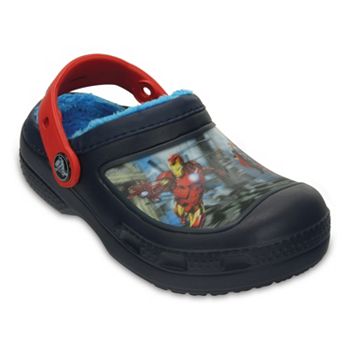 New Kids Crocs Fun Lab Boys & Girls Marvel Ironman Light-Up Clog Red Shoes