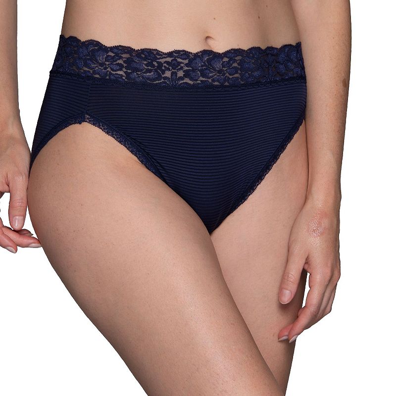 Women's Vanity Fair Lingerie® Flattering Lace Hi-Cut Panty 13280, Size: 7, Ghost Blue Stripe