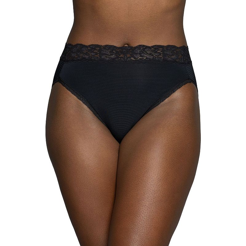 Women's Vanity Fair Lingerie® Flattering Lace Hi-Cut Panty 13280, Size: 6, Mid Black