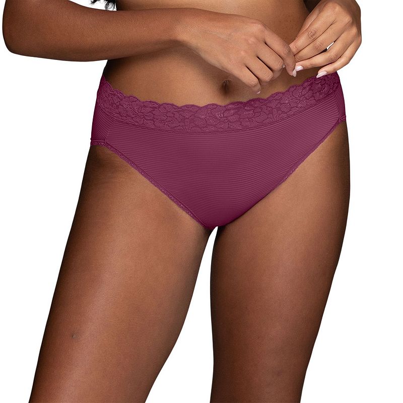 Women's Vanity Fair Lingerie® Flattering Lace Hi-Cut Panty 13280, Size: 9, Raspberry Haze