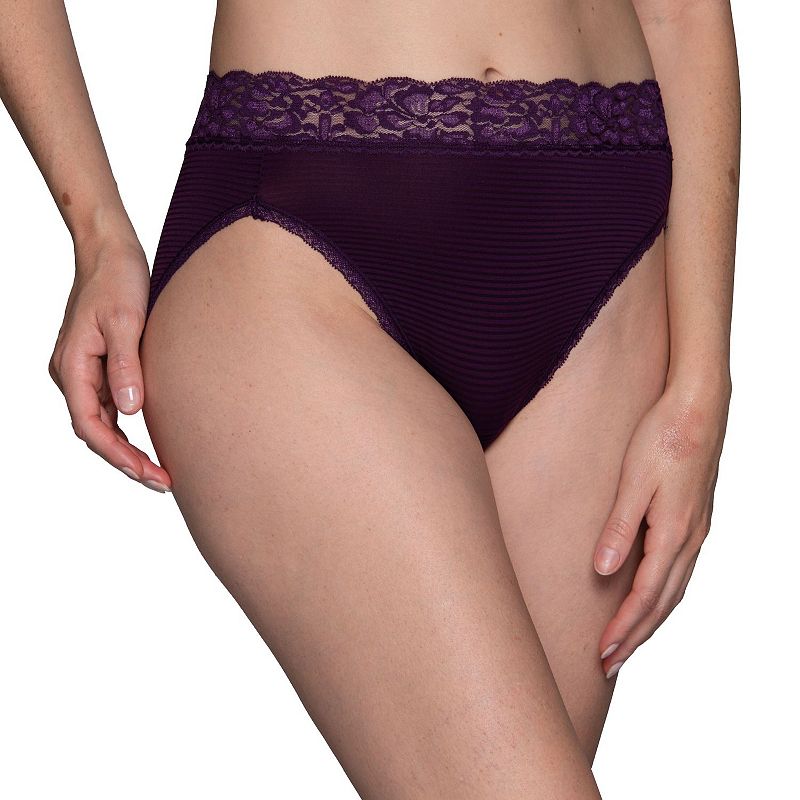 Women's Vanity Fair Lingerie® Flattering Lace Hi-Cut Panty 13280, Size: 7, Sangria Stripes