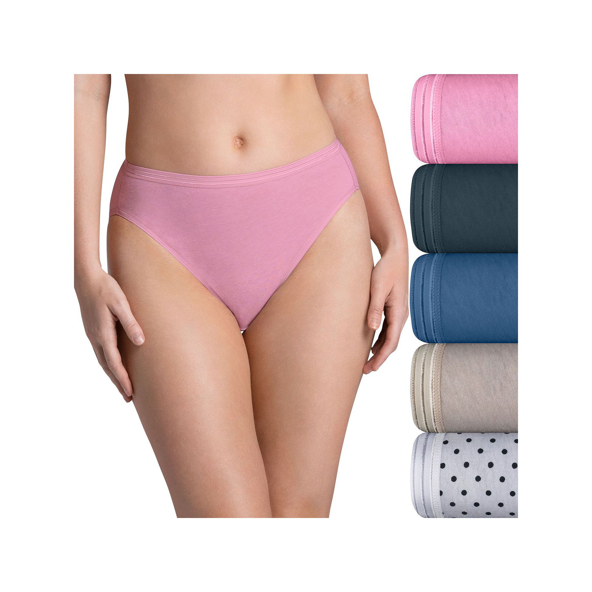 Womens Fruit of the Loom® Ultra Soft 5-pack Hi-Cut Panty Set 5DUSKHC, Siz