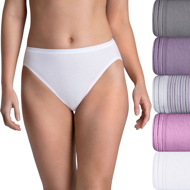 Womens Fruit of the Loom Signature 5-pack Ultra Soft Hi-Cut Panty Set 5DUS