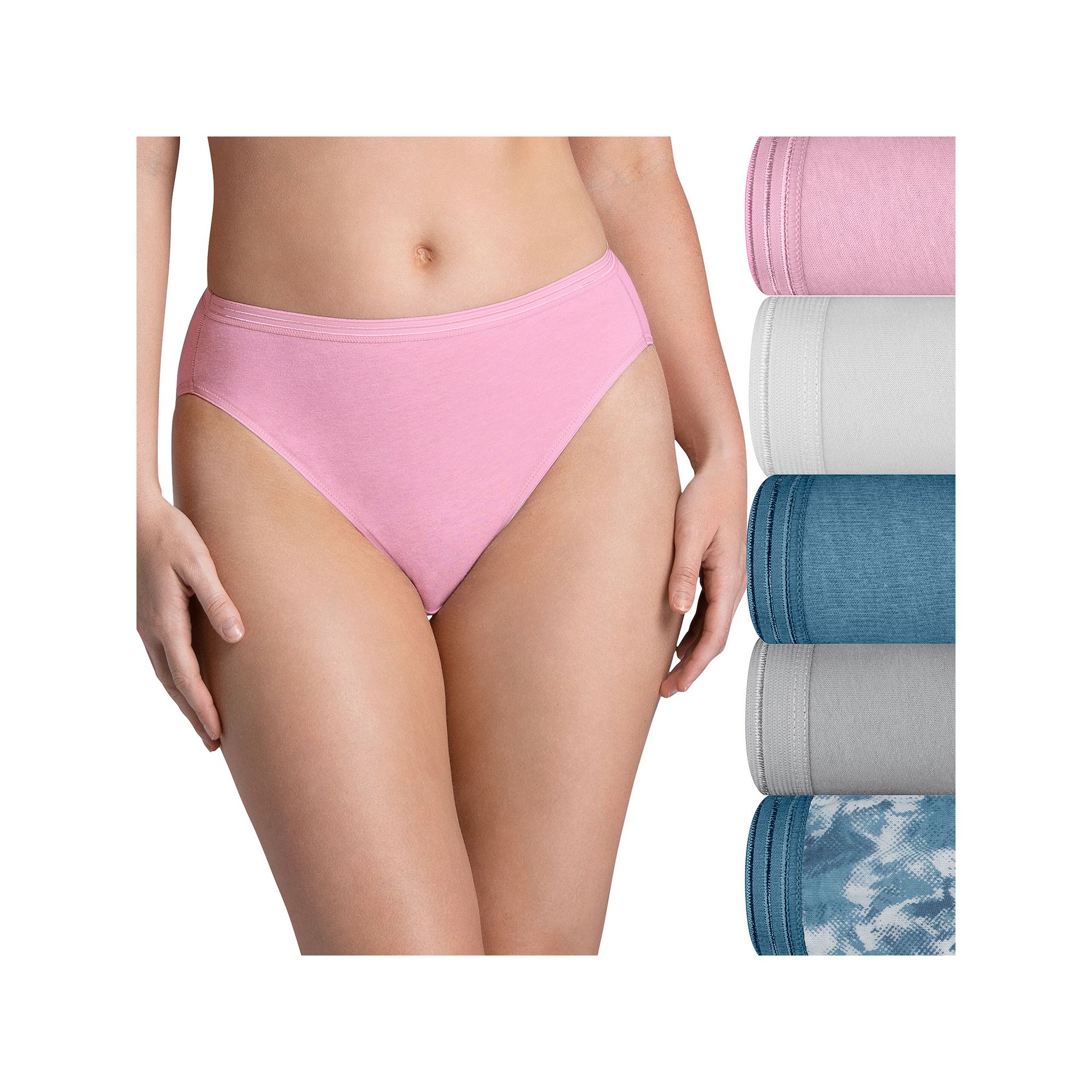 Womens Fruit of the Loom® Ultra Soft 5-pack Hi-Cut Panty Set 5DUSKHC, Siz