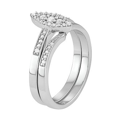 Jewelexcess 10k White Gold 1/4 Carat T.W. Diamond Marquise Engagement Ring Set