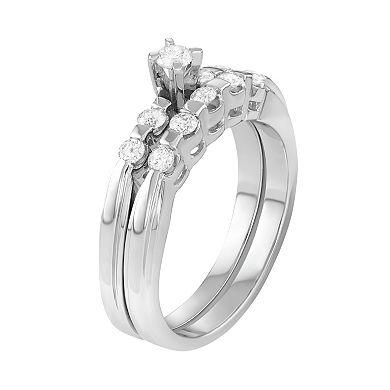 Jewelexcess 10k White Gold 1/2 Carat T.W. Diamond Engagement Ring Set