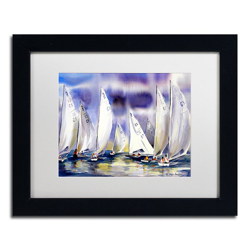 Trademark Fine Art Regatta Matted Framed Wall Art, White, 16X20
