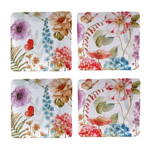 Certified International Rainbow Seeds 4-pc. Square Dinner Plate Set