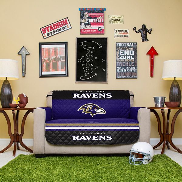 Baltimore Ravens Quilted Loveseat Cover - roblox ravens home