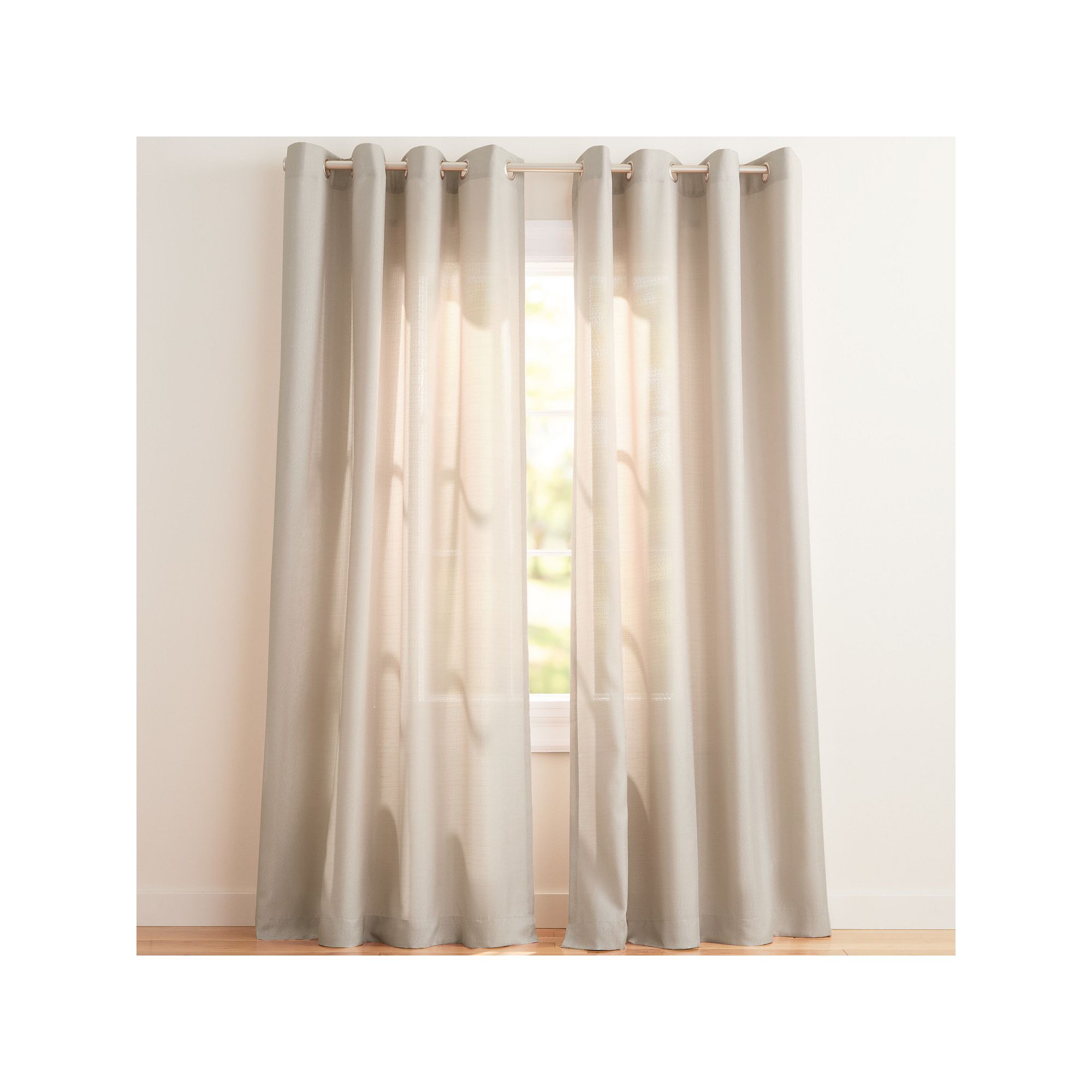 Exclusive Home 2-pack Loha Linen Grommet Top Window Curtains, Beige