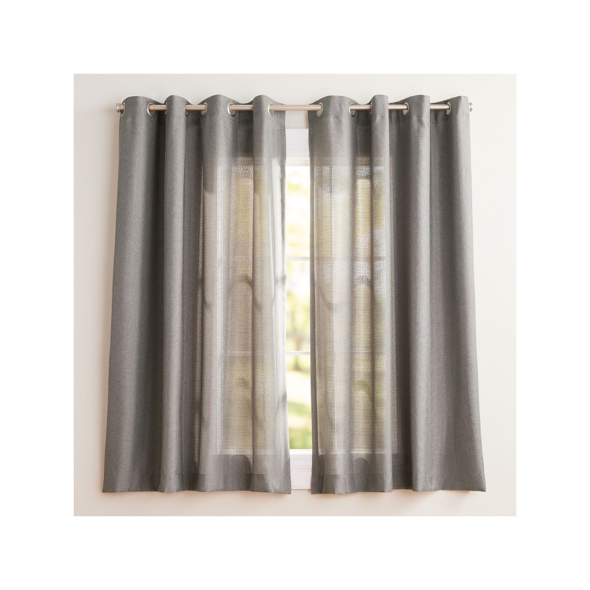 Exclusive Home 2-pack Loha Linen Grommet Top Window Curtains, Black Pearl