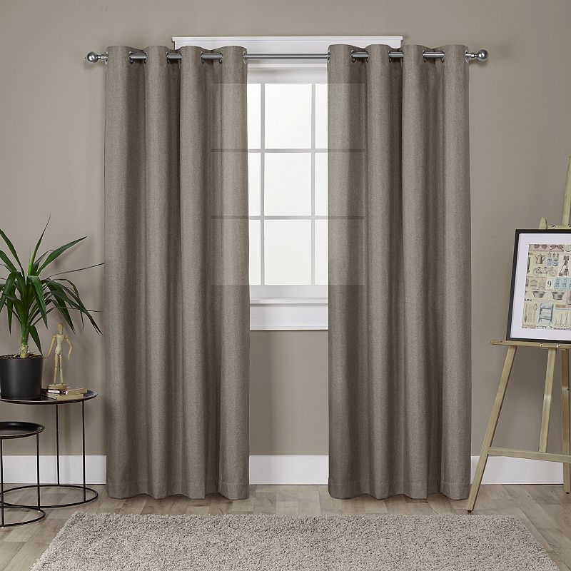 Set of 2 (108"x52") Loha Linen Grommet Top Light Filtering Curtain Panels Brown - Exclusive Home