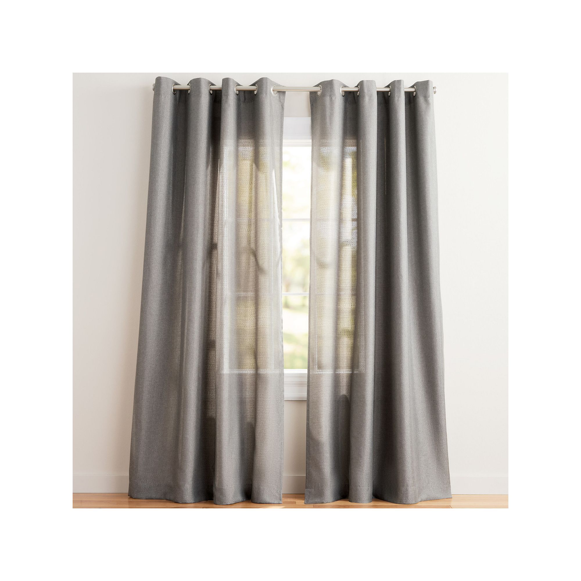 Exclusive Home 2-pack Loha Linen Grommet Top Window Curtains, Dove Gray